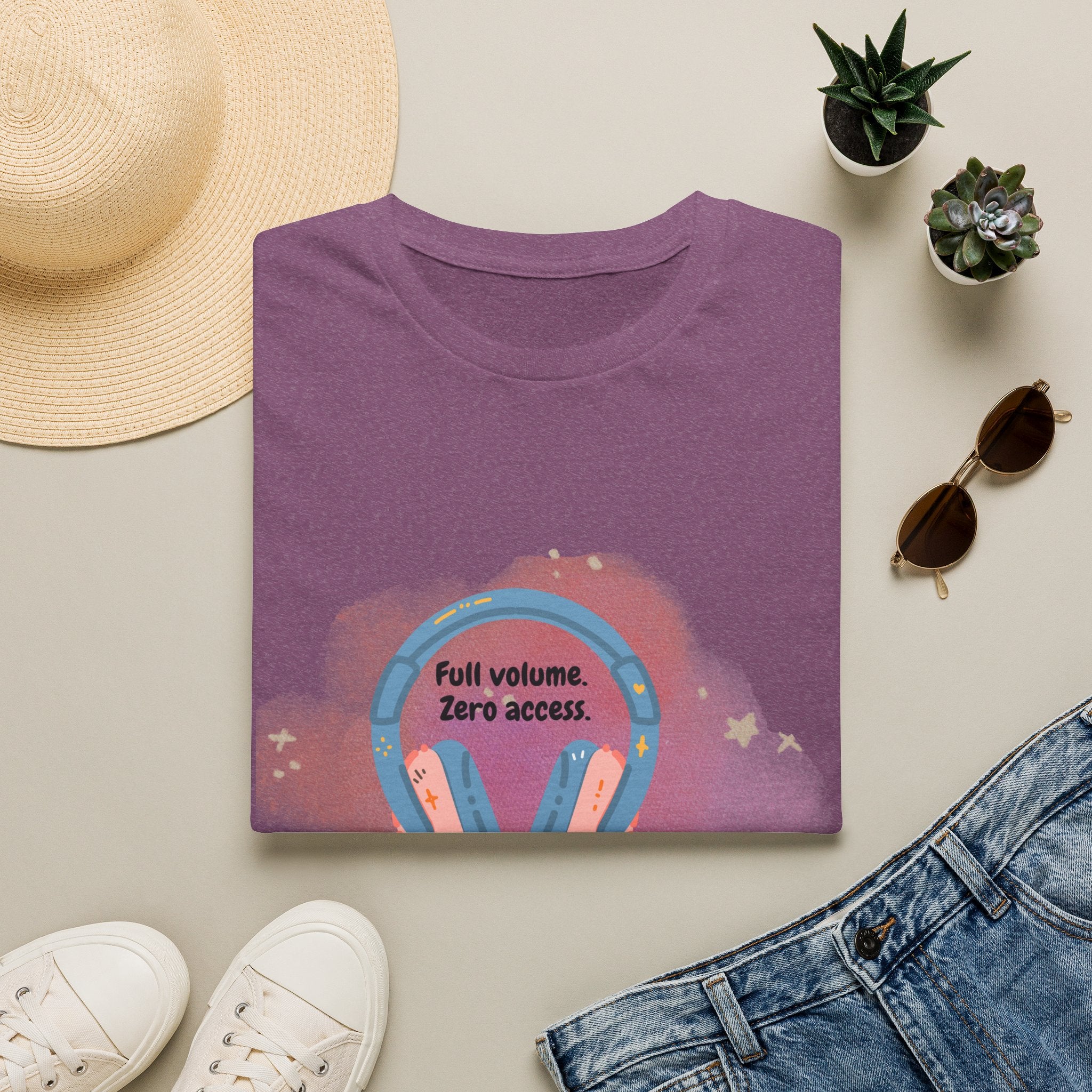 Headphones T‑Shirt — "Full Volume. Zero Access." Graphic Tee for Music Lovers