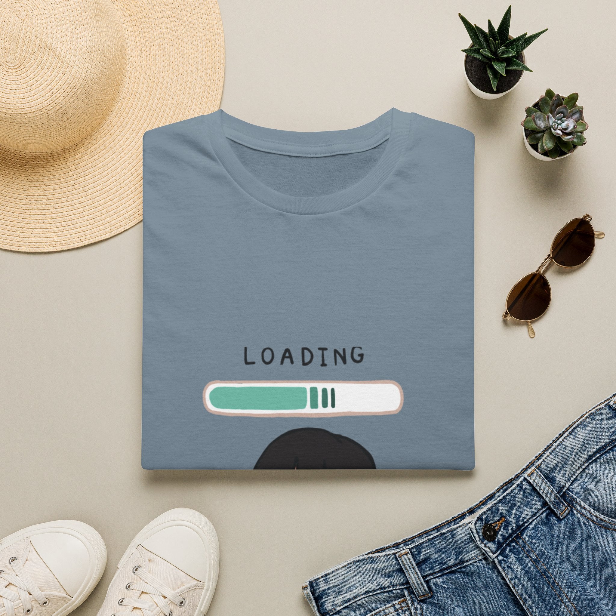 Loading Progress Graphic T-Shirt — Cute Anime Girl Illustration