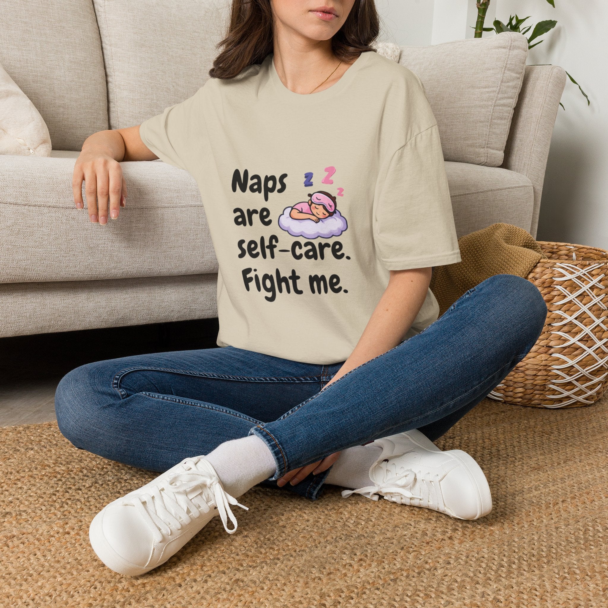Naps Are Self-Care Fight Me T-Shirt | Cute Sleeping Cloud Tee