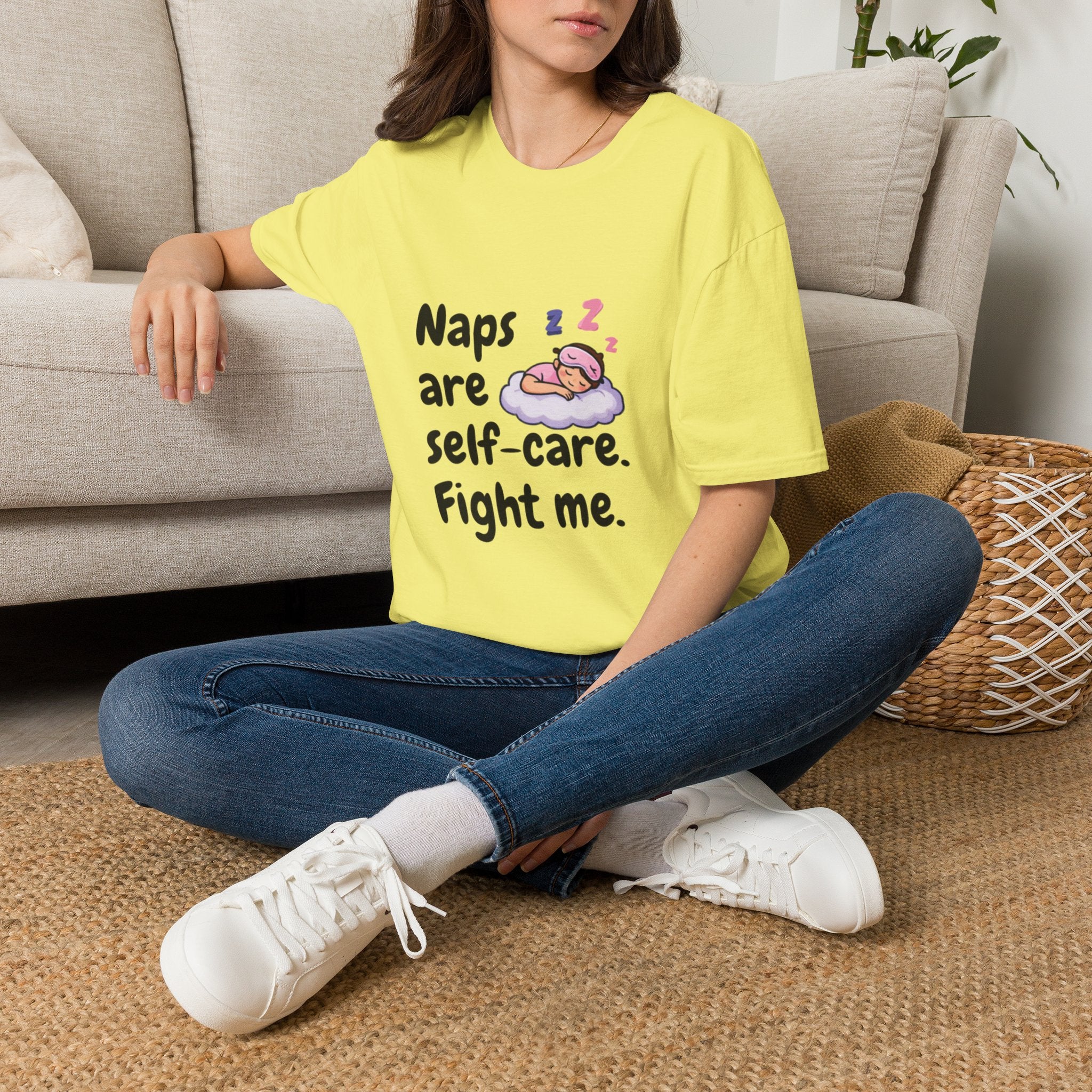 Naps Are Self-Care Fight Me T-Shirt | Cute Sleeping Cloud Tee