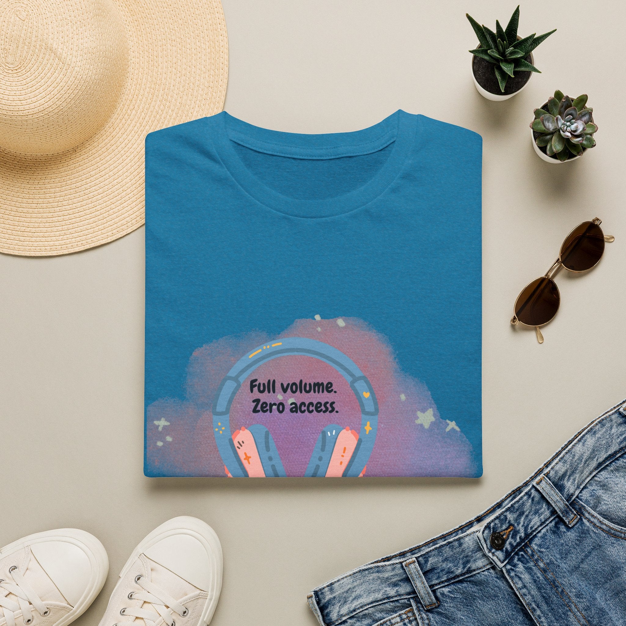 Headphones T‑Shirt — "Full Volume. Zero Access." Graphic Tee for Music Lovers