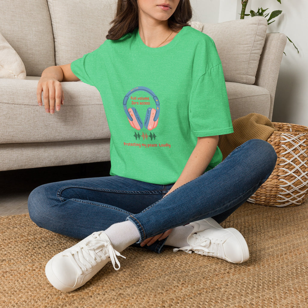 Headphones T‑Shirt — “Full volume. Zero access.” Graphic Tee for Music Lovers