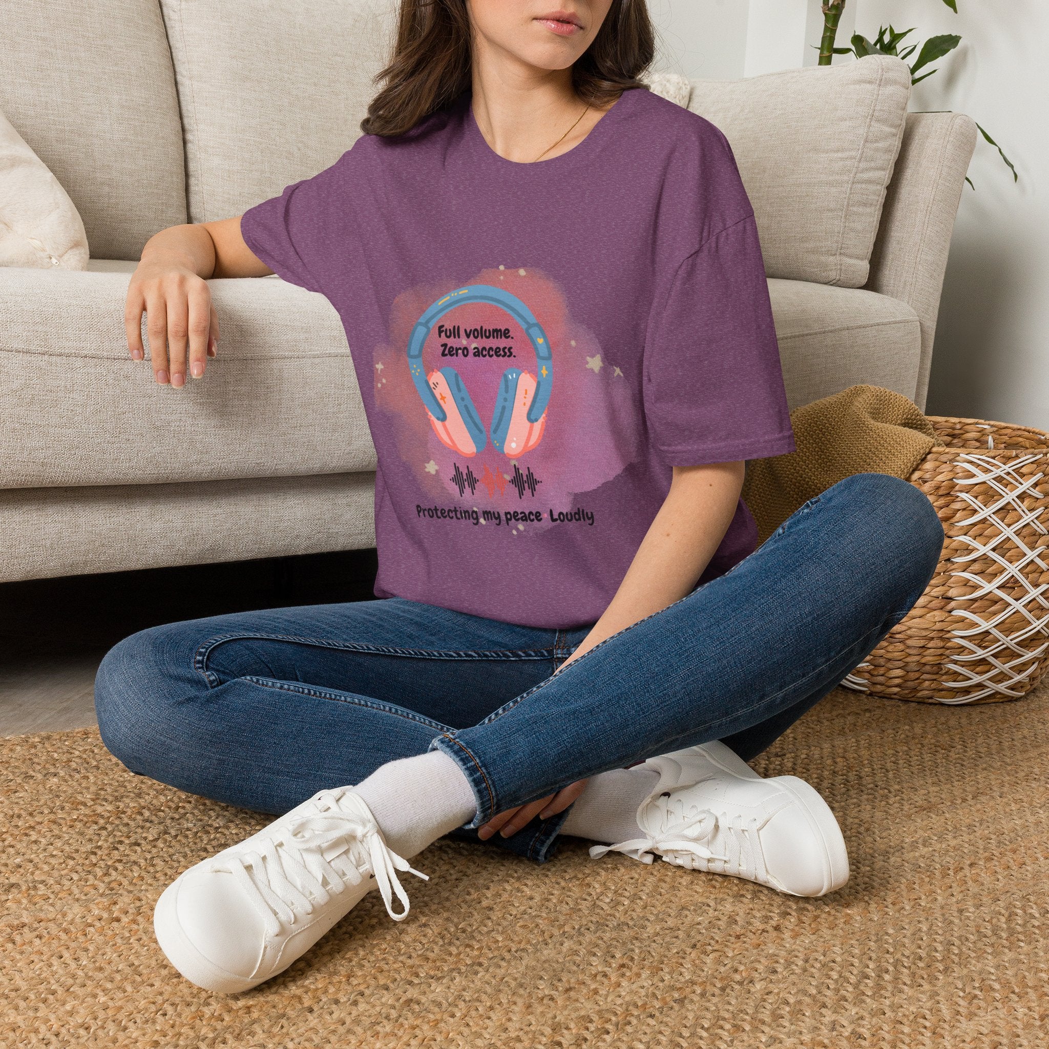 Headphones T‑Shirt — "Full Volume. Zero Access." Graphic Tee for Music Lovers