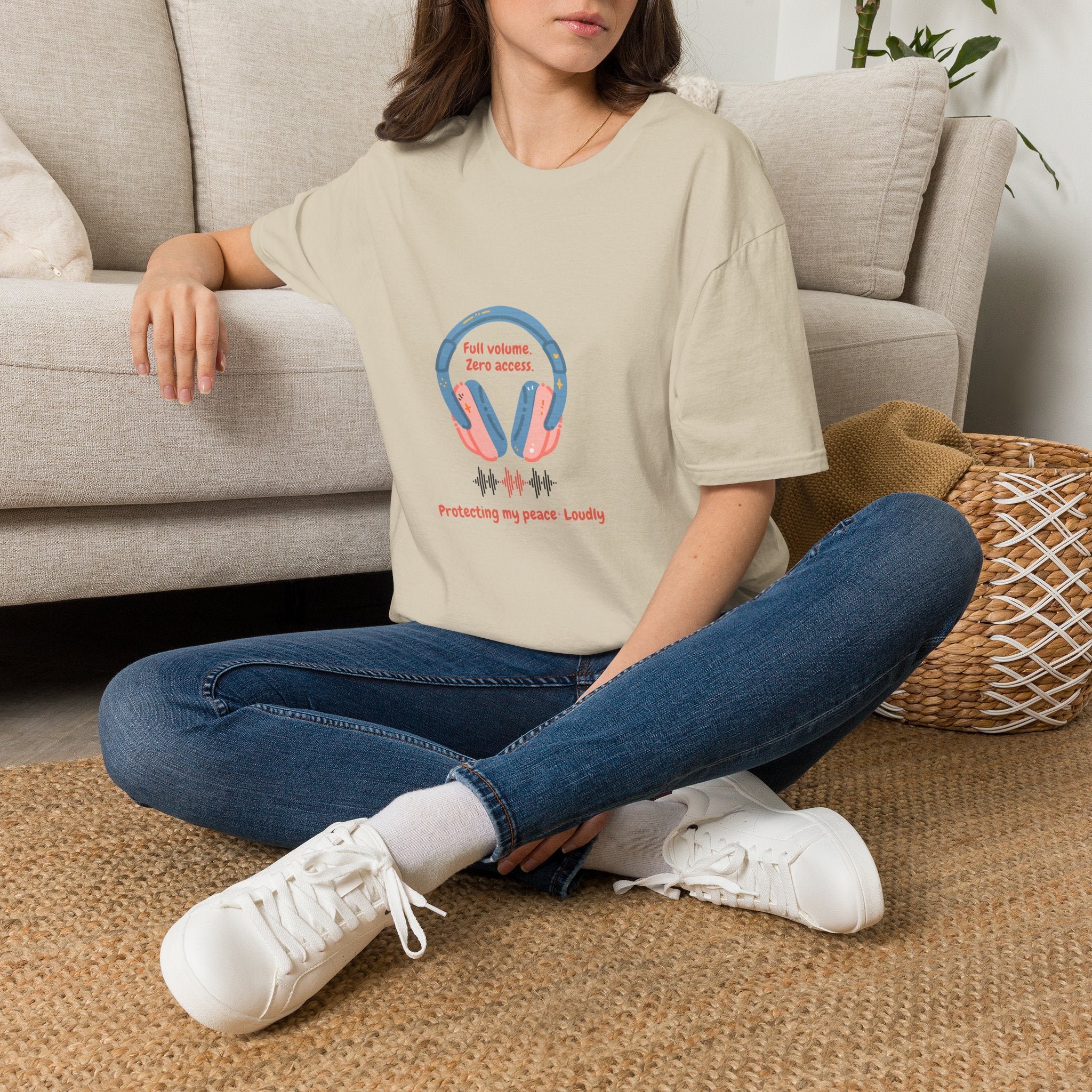 Headphones T‑Shirt — “Full volume. Zero access.” Graphic Tee for Music Lovers