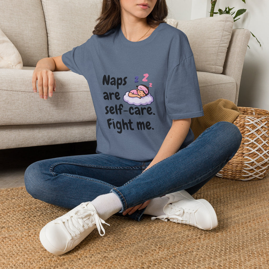 Naps Are Self-Care Fight Me T-Shirt | Cute Sleeping Cloud Tee