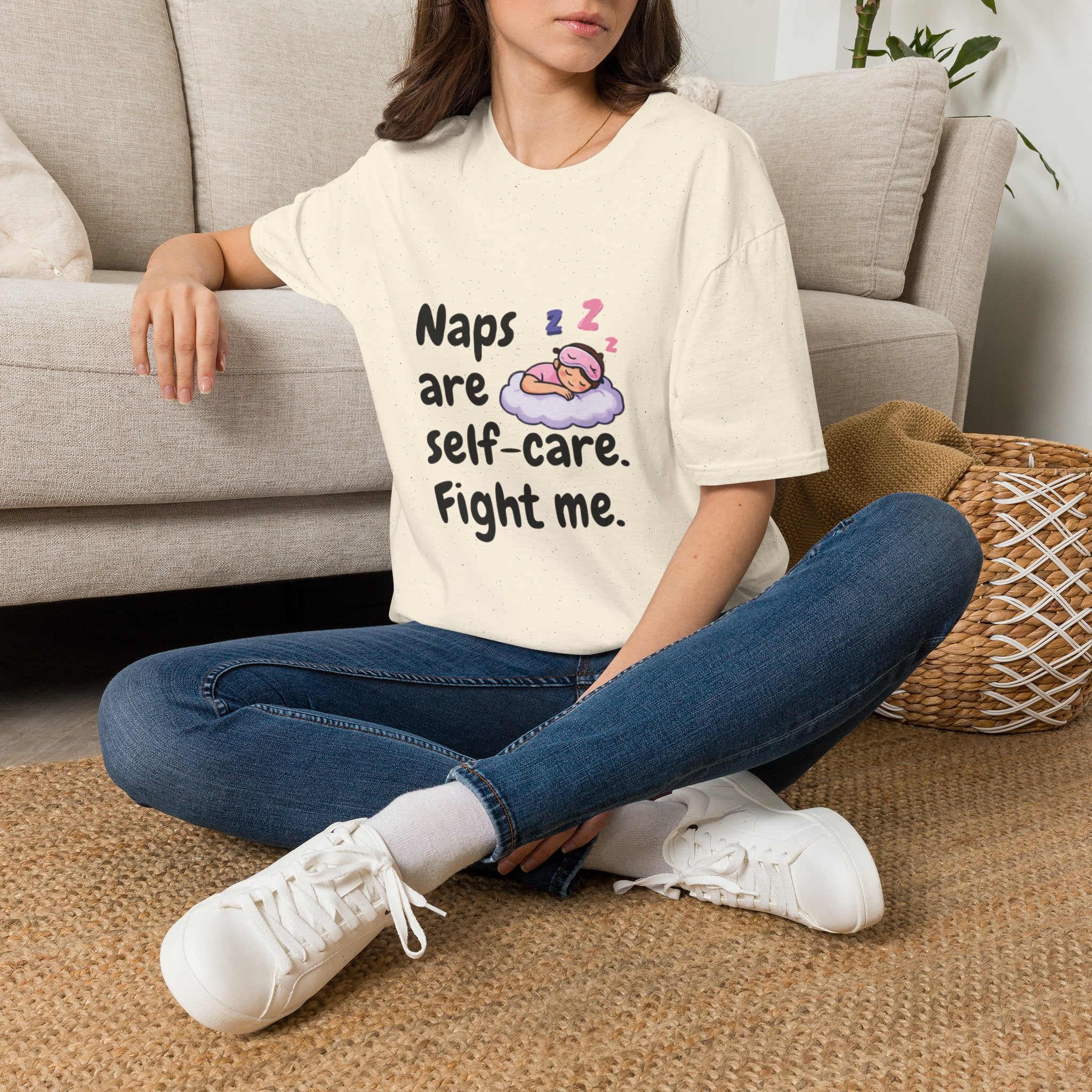 Naps Are Self-Care Fight Me T-Shirt | Cute Sleeping Cloud Tee