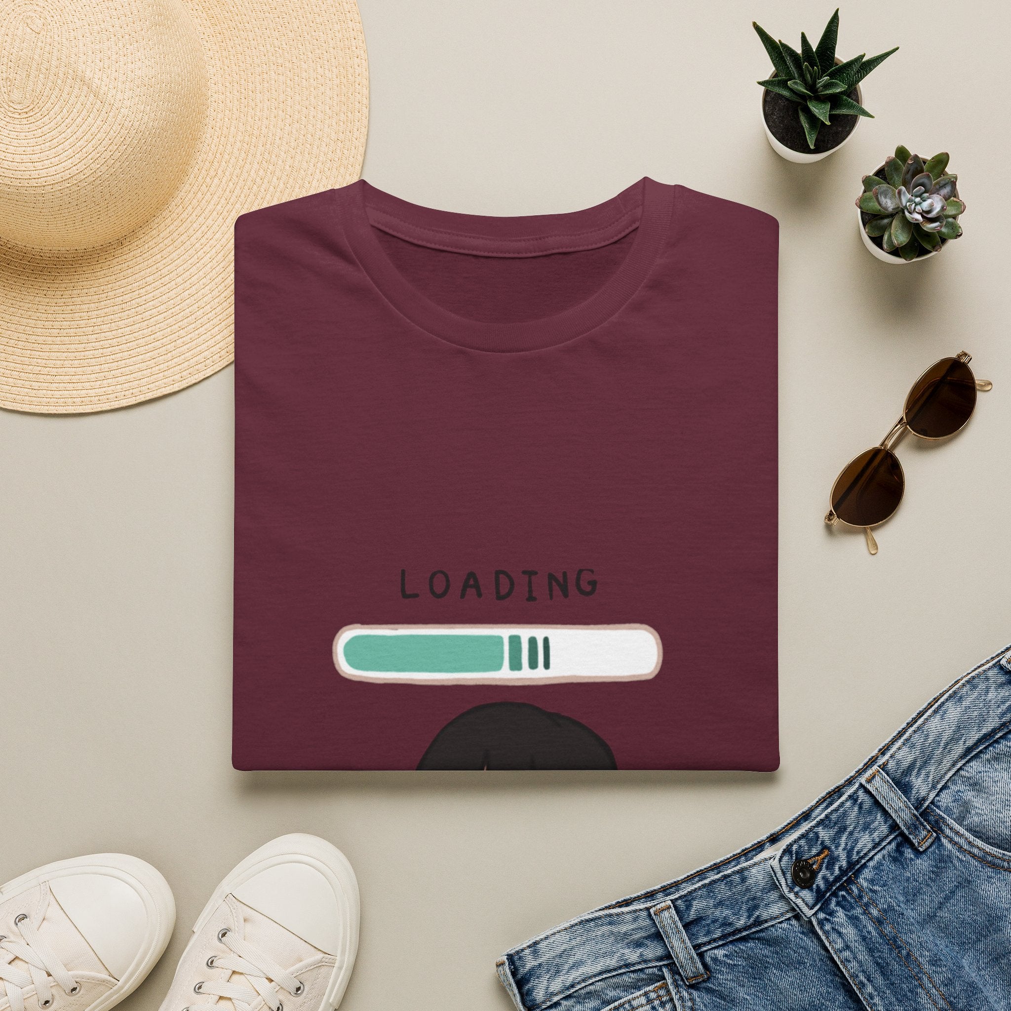 Loading Progress Graphic T-Shirt — Cute Anime Girl Illustration