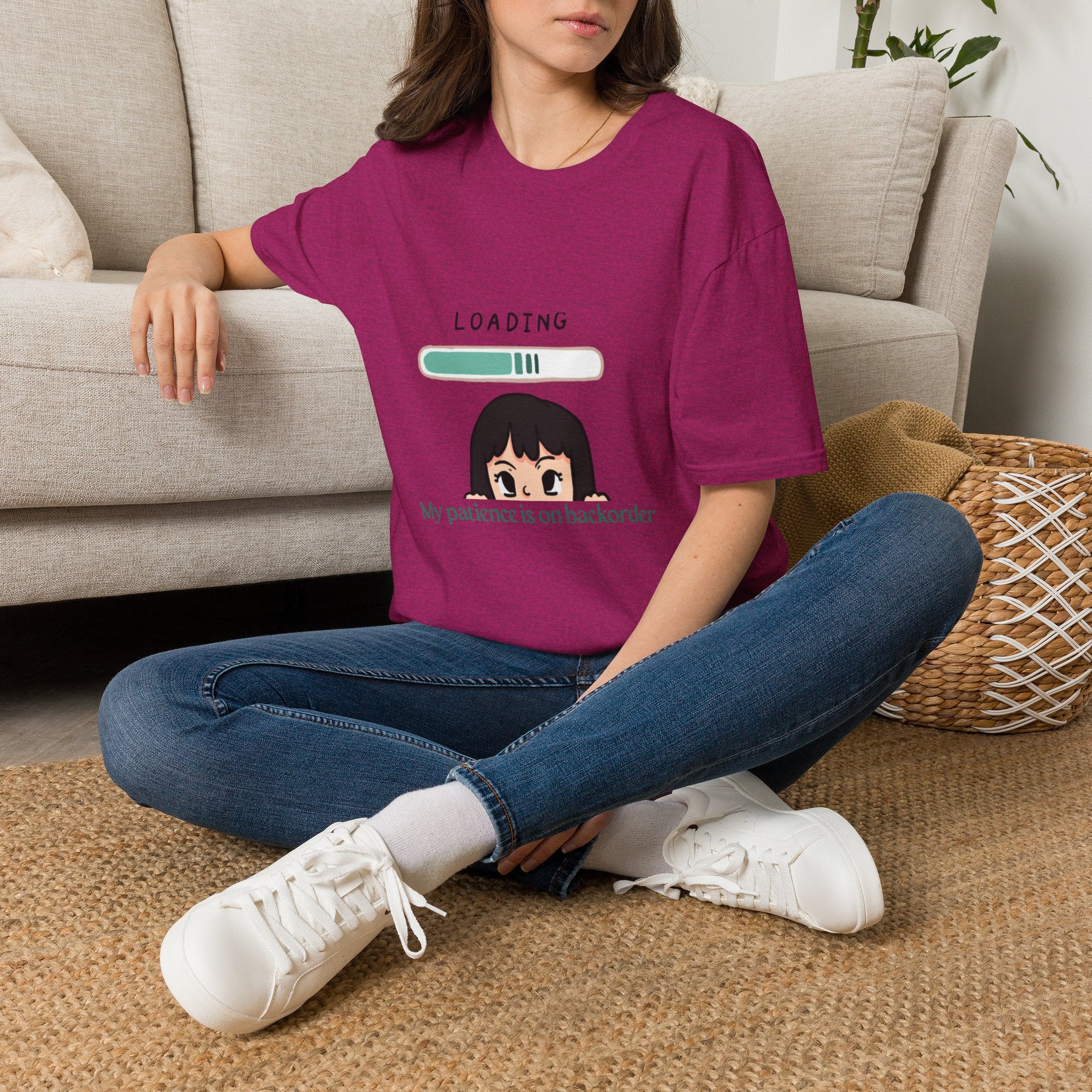 Loading Progress Graphic T-Shirt — Cute Anime Girl Illustration