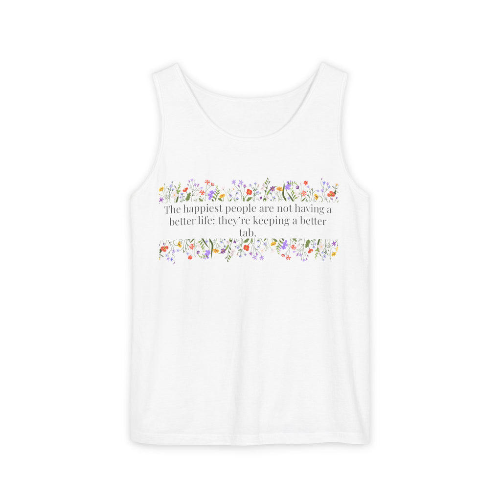 Inspirational Floral Tank Top — “The Happiest People…” Quote