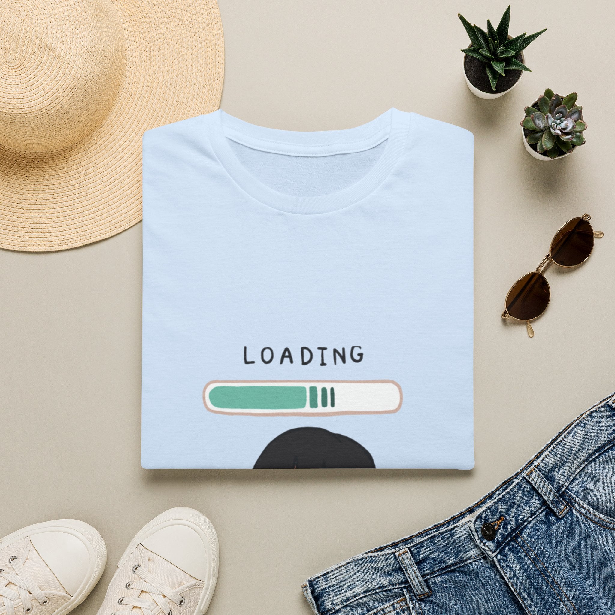 Loading Progress Graphic T-Shirt — Cute Anime Girl Illustration