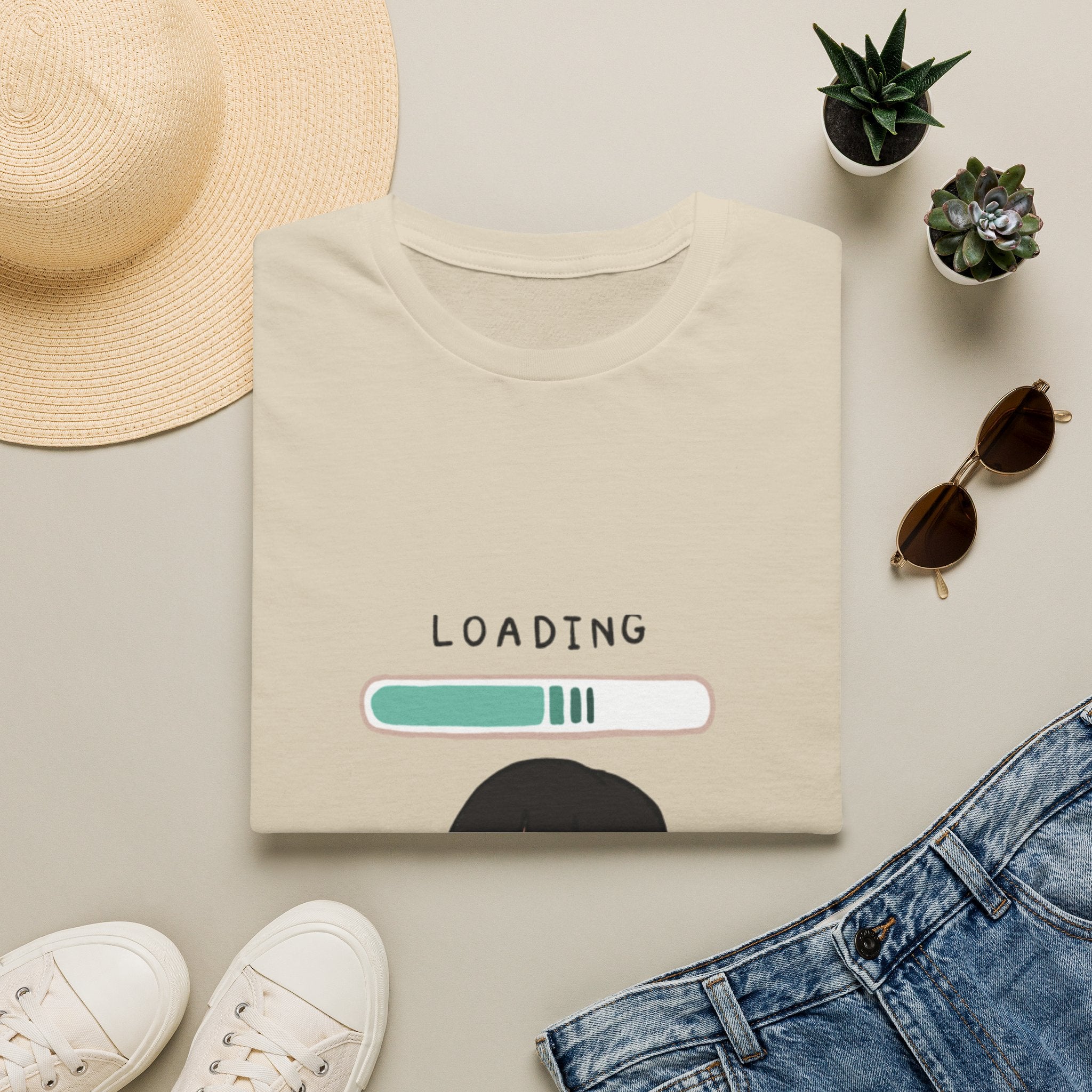 Loading Progress Graphic T-Shirt — Cute Anime Girl Illustration