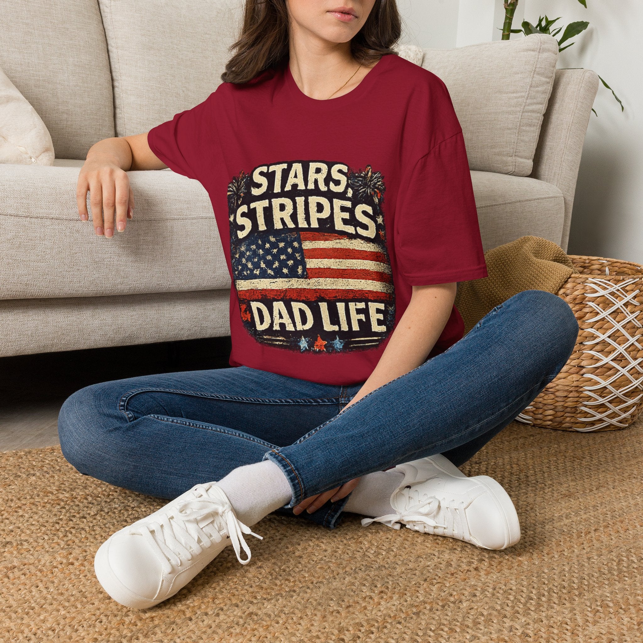 Stars & Stripes Dad Life T-Shirt — Vintage American Flag Patriotic Tee