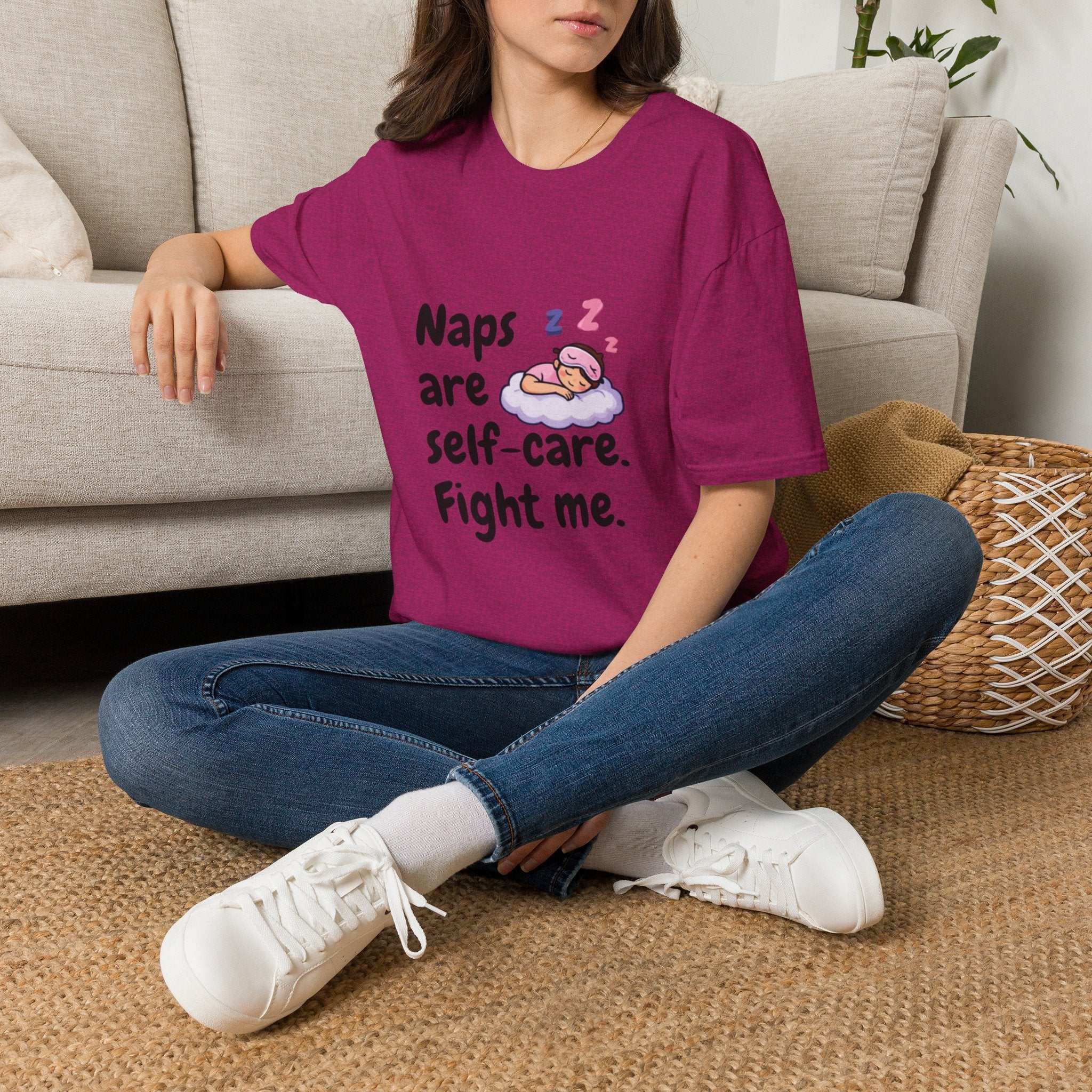 Naps Are Self-Care Fight Me T-Shirt | Cute Sleeping Cloud Tee