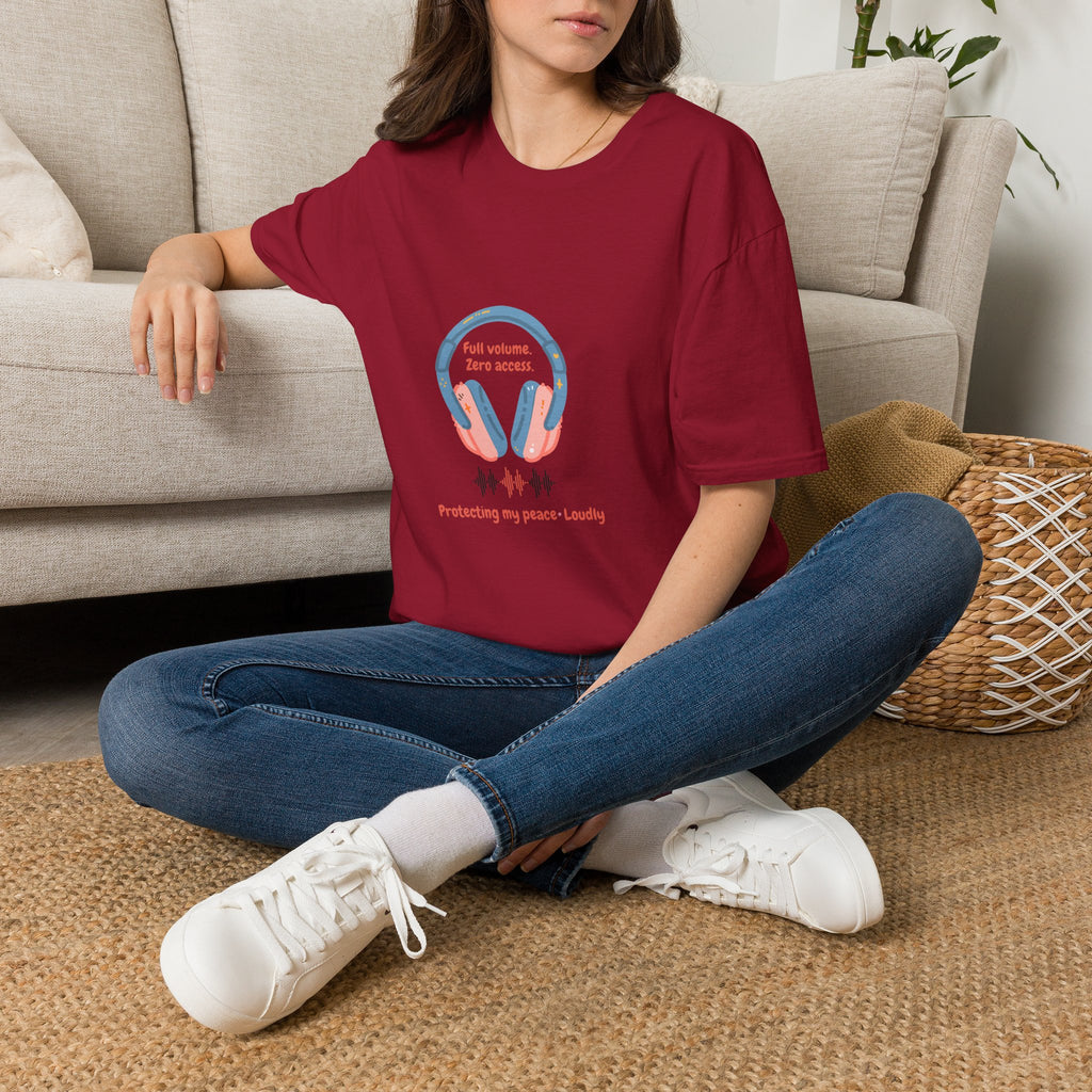 Headphones T‑Shirt — “Full volume. Zero access.” Graphic Tee for Music Lovers