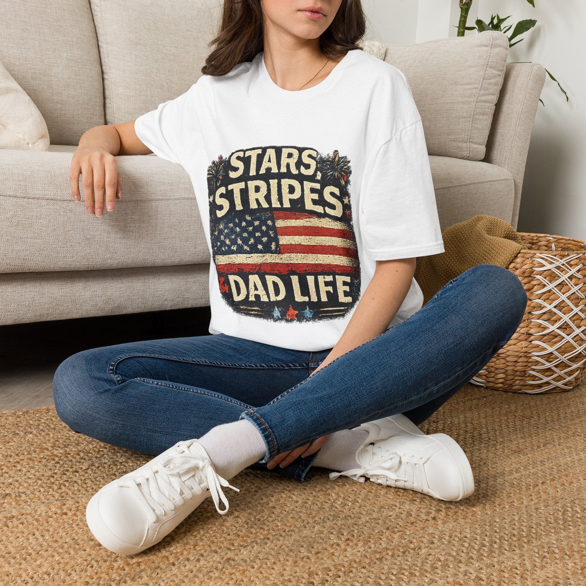 Stars & Stripes Dad Life T-Shirt — Vintage American Flag Patriotic Tee