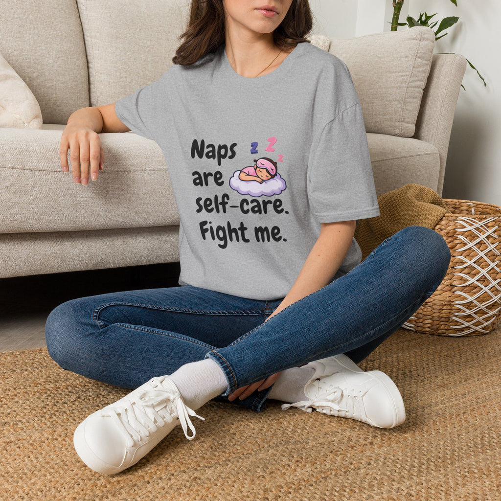 Naps Are Self-Care Fight Me T-Shirt | Cute Sleeping Cloud Tee
