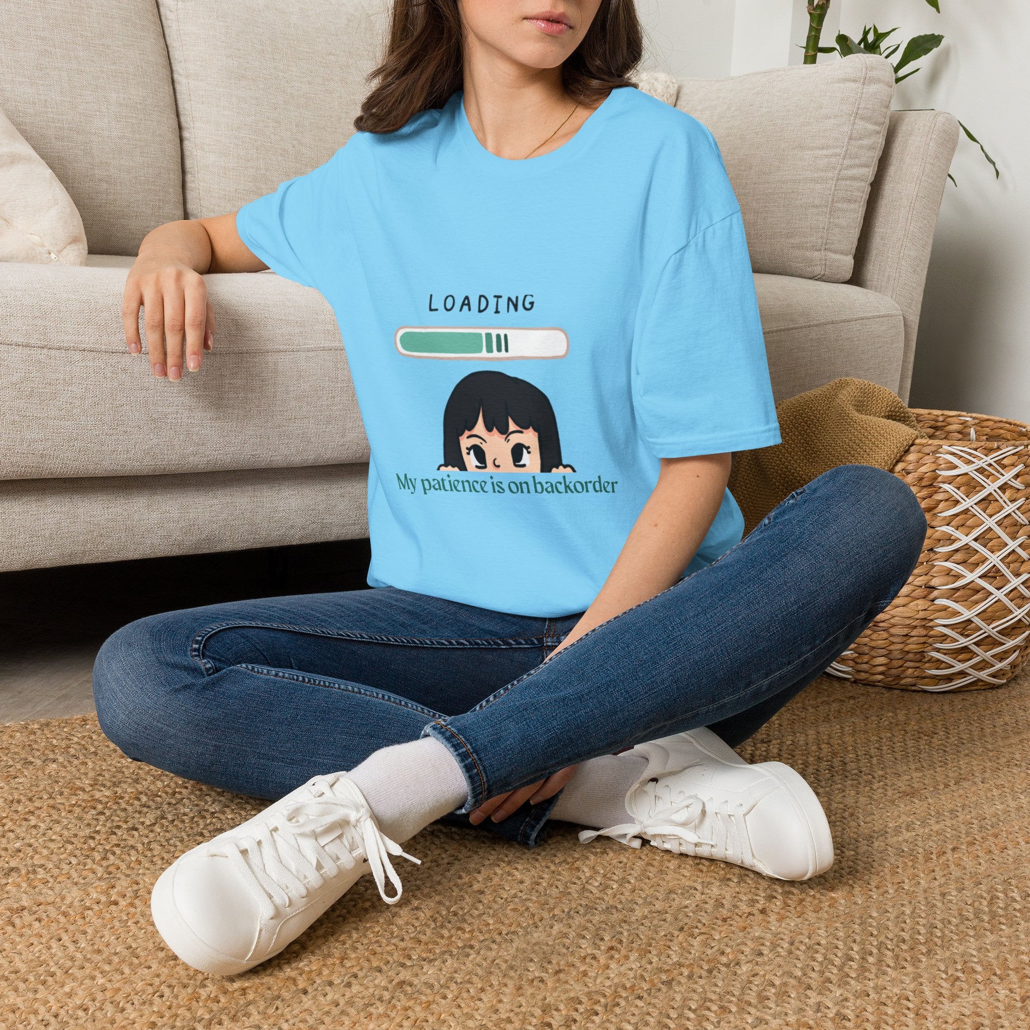Loading Progress Graphic T-Shirt — Cute Anime Girl Illustration
