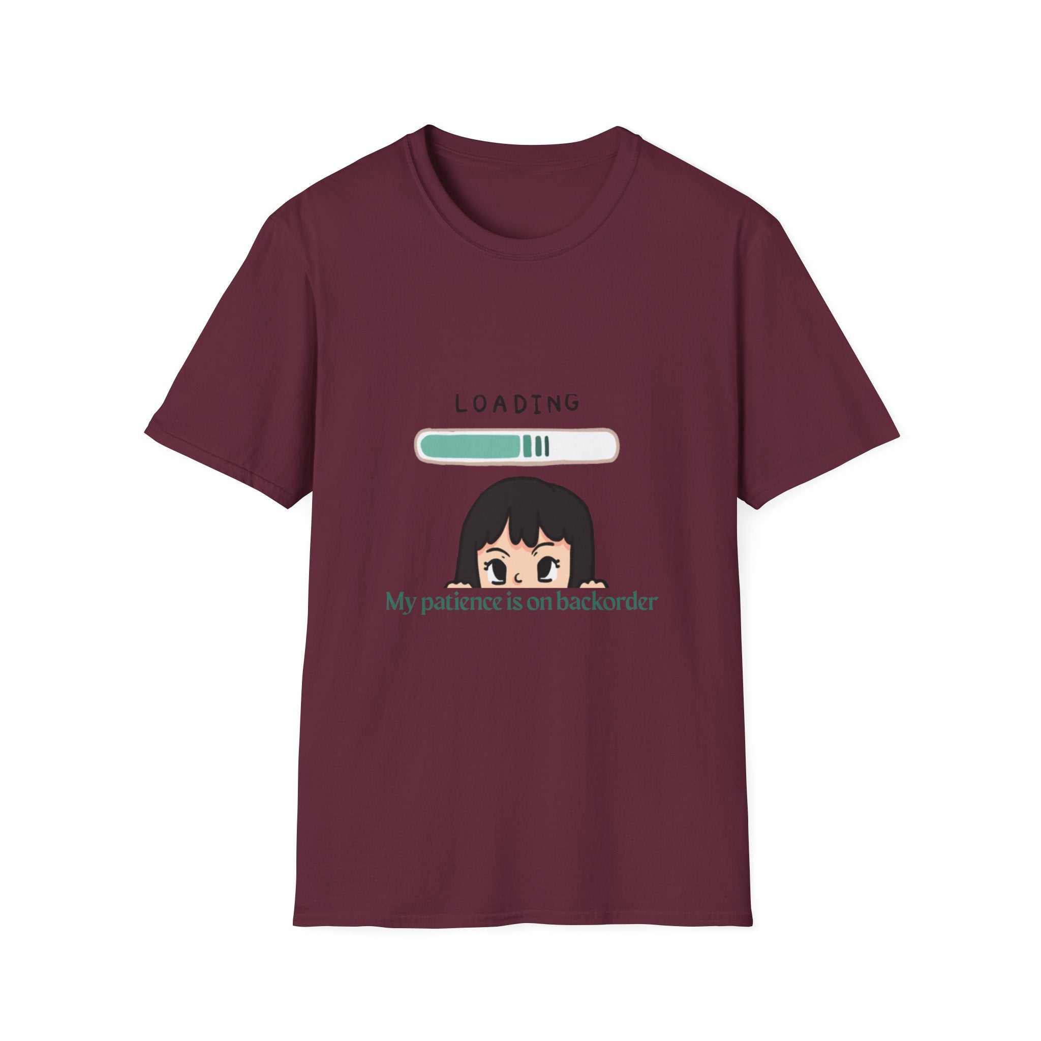 Loading Progress Graphic T-Shirt — Cute Anime Girl Illustration