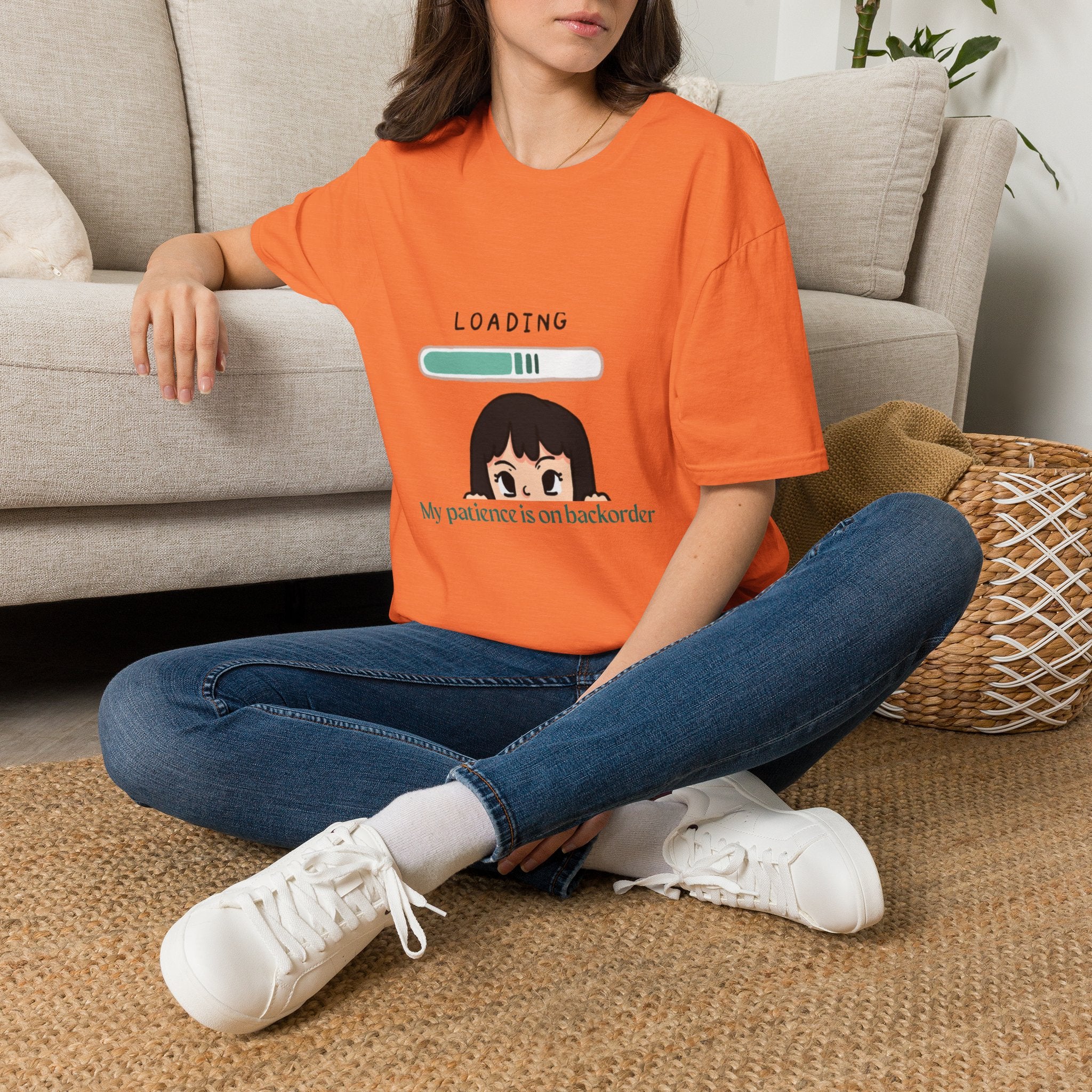 Loading Progress Graphic T-Shirt — Cute Anime Girl Illustration