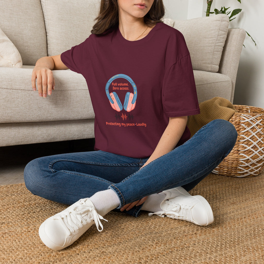 Headphones T‑Shirt — “Full volume. Zero access.” Graphic Tee for Music Lovers