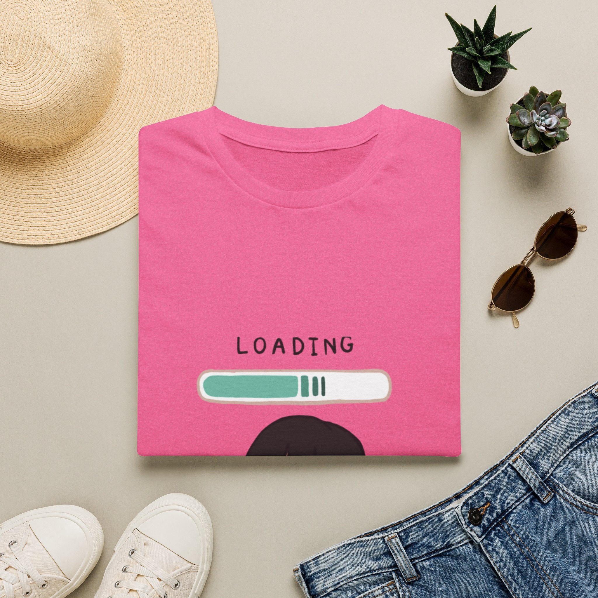 Loading Progress Graphic T-Shirt — Cute Anime Girl Illustration