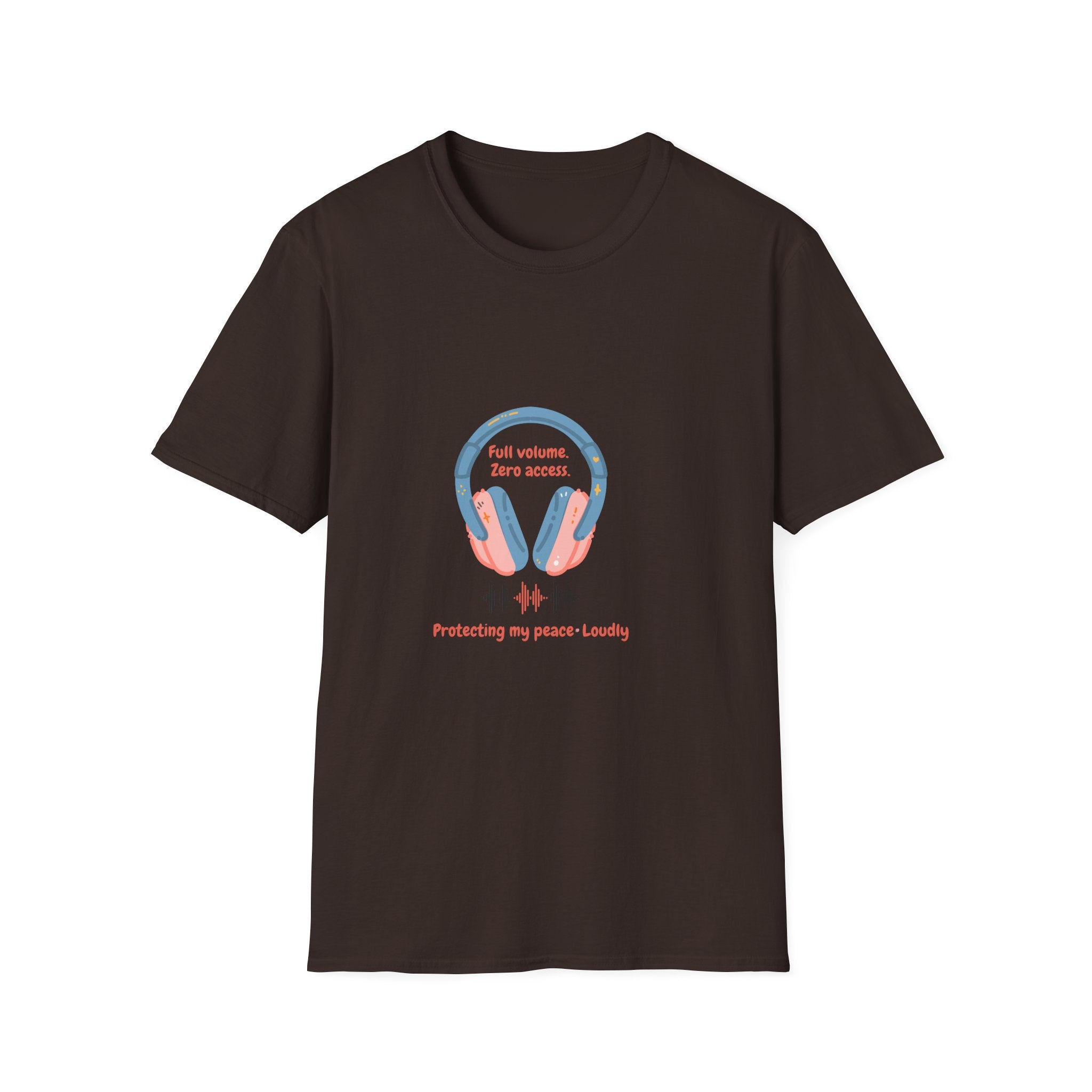 Headphones T‑Shirt — “Full volume. Zero access.” Graphic Tee for Music Lovers