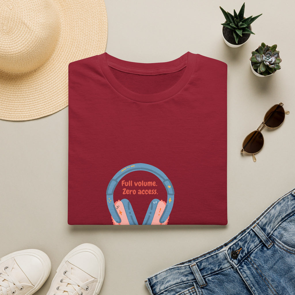 Headphones T‑Shirt — “Full volume. Zero access.” Graphic Tee for Music Lovers