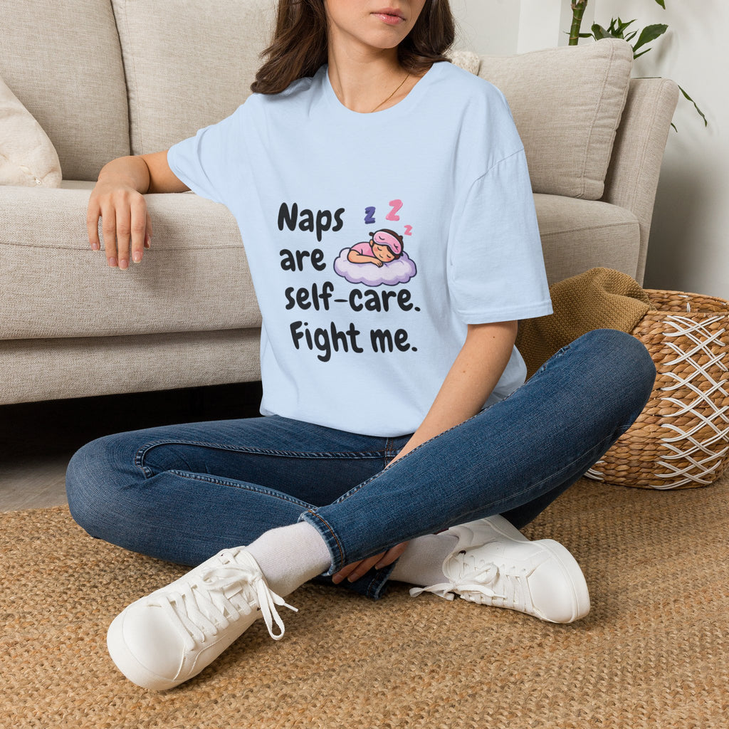 Naps Are Self-Care Fight Me T-Shirt | Cute Sleeping Cloud Tee