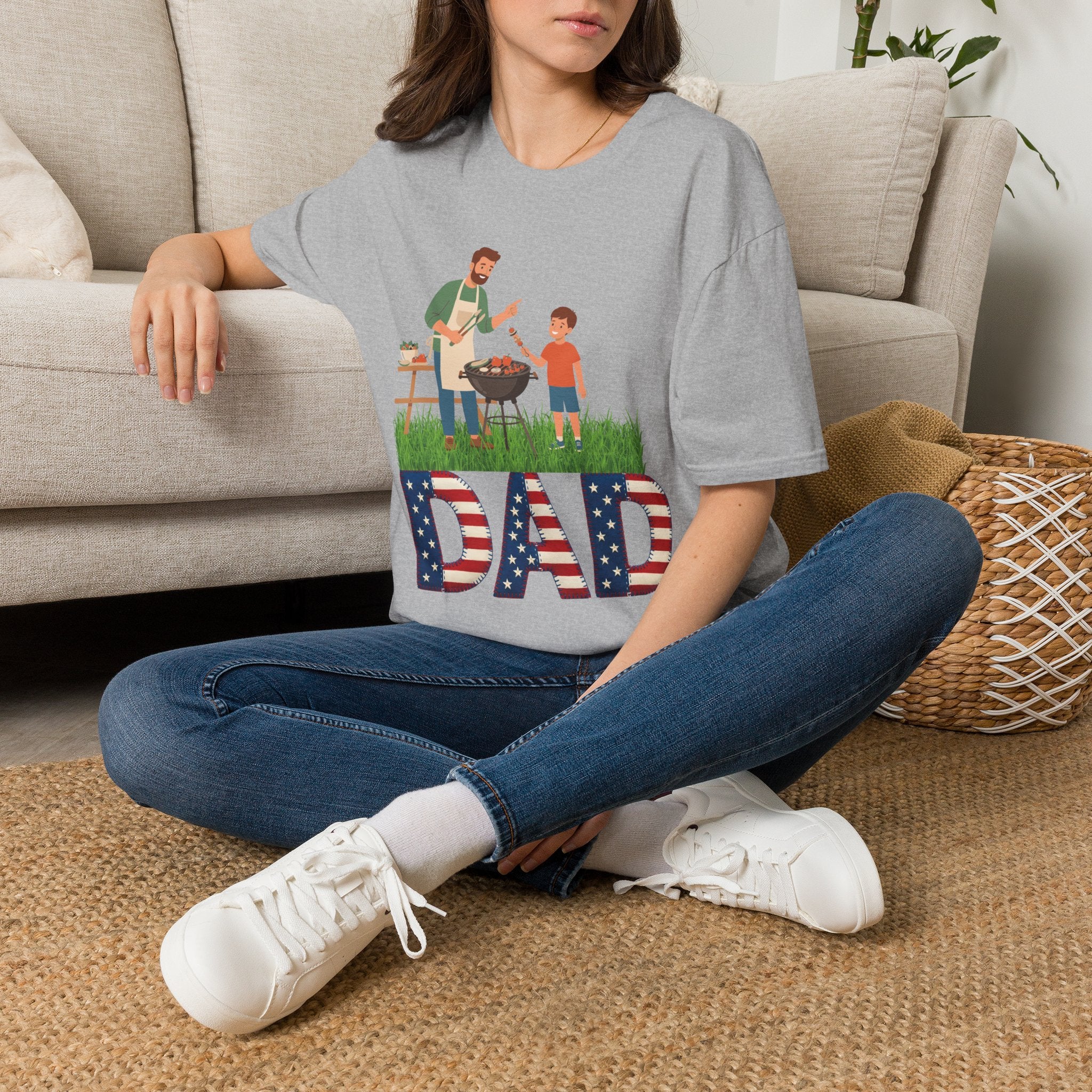 Dad BBQ T-Shirt — Patriotic Grilling Father & Son Tee for Father’s Day