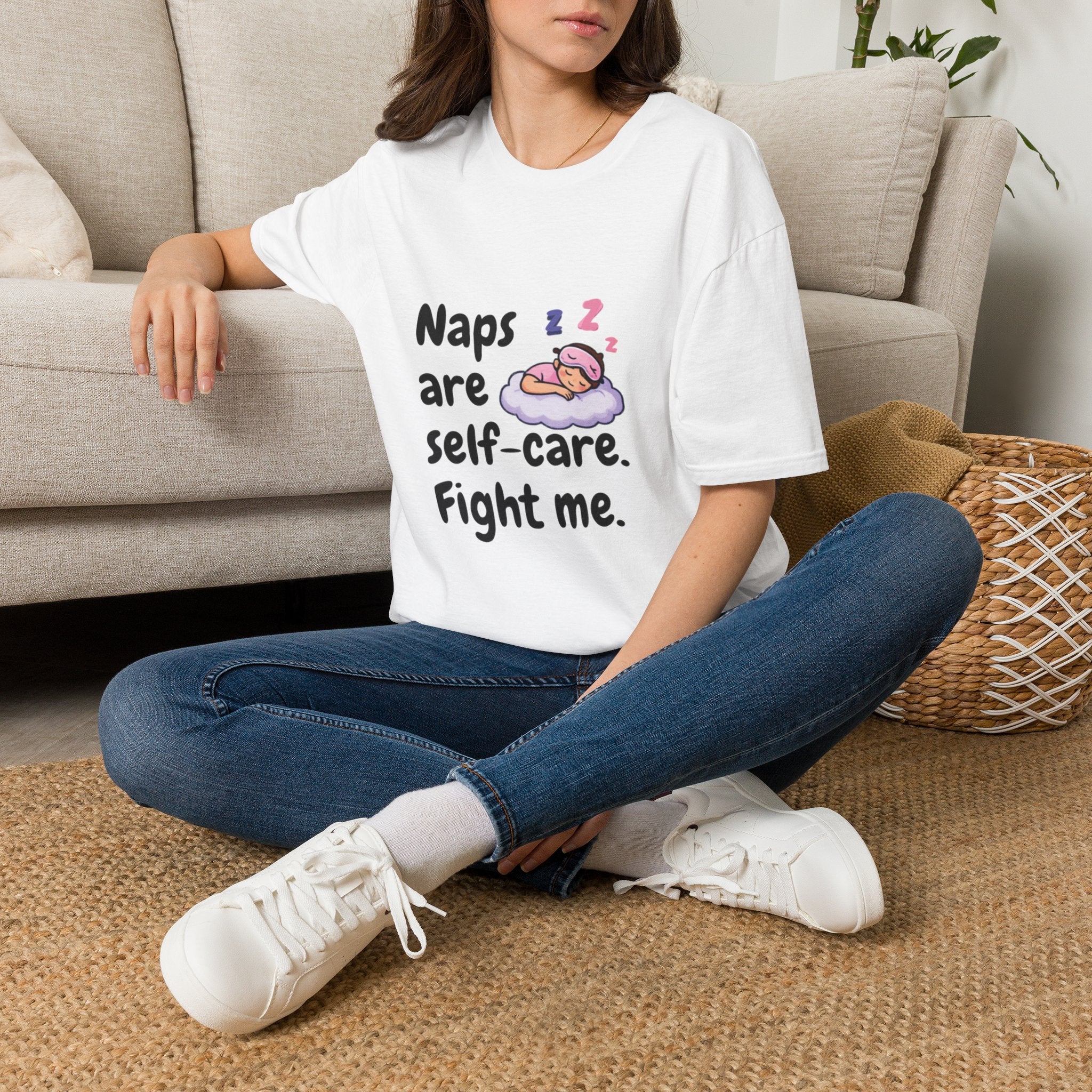 Naps Are Self-Care Fight Me T-Shirt | Cute Sleeping Cloud Tee