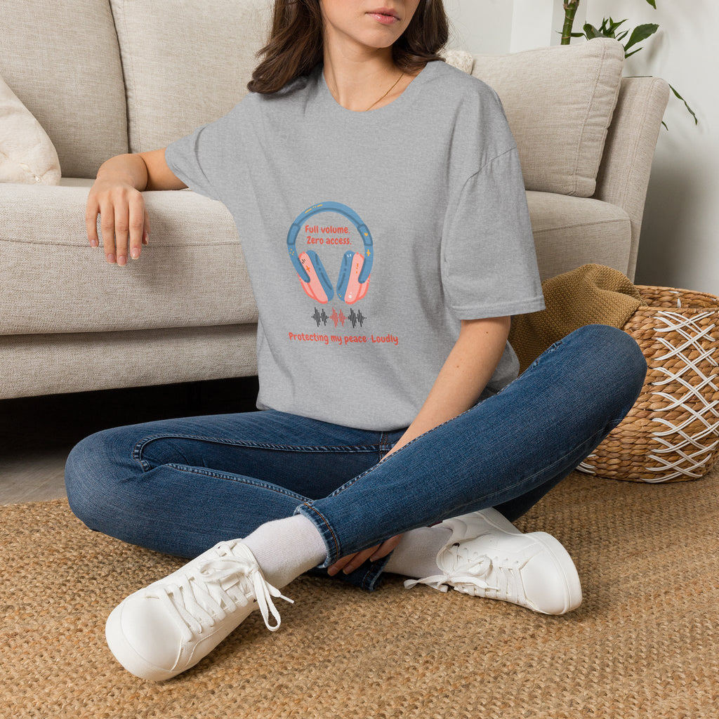 Headphones T‑Shirt — “Full volume. Zero access.” Graphic Tee for Music Lovers