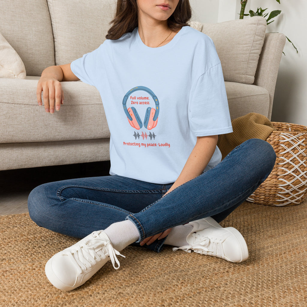 Headphones T‑Shirt — “Full volume. Zero access.” Graphic Tee for Music Lovers
