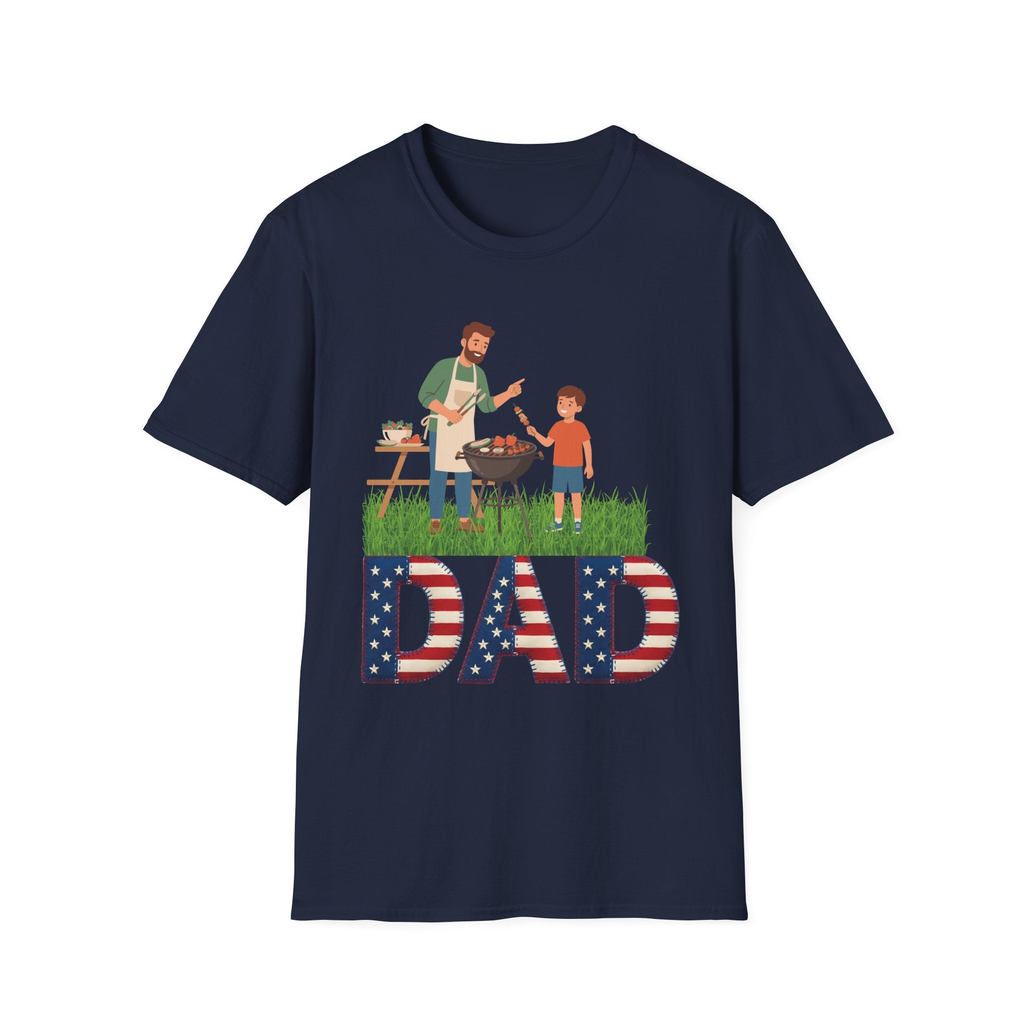 Dad BBQ T-Shirt — Patriotic Grilling Father & Son Tee for Father’s Day