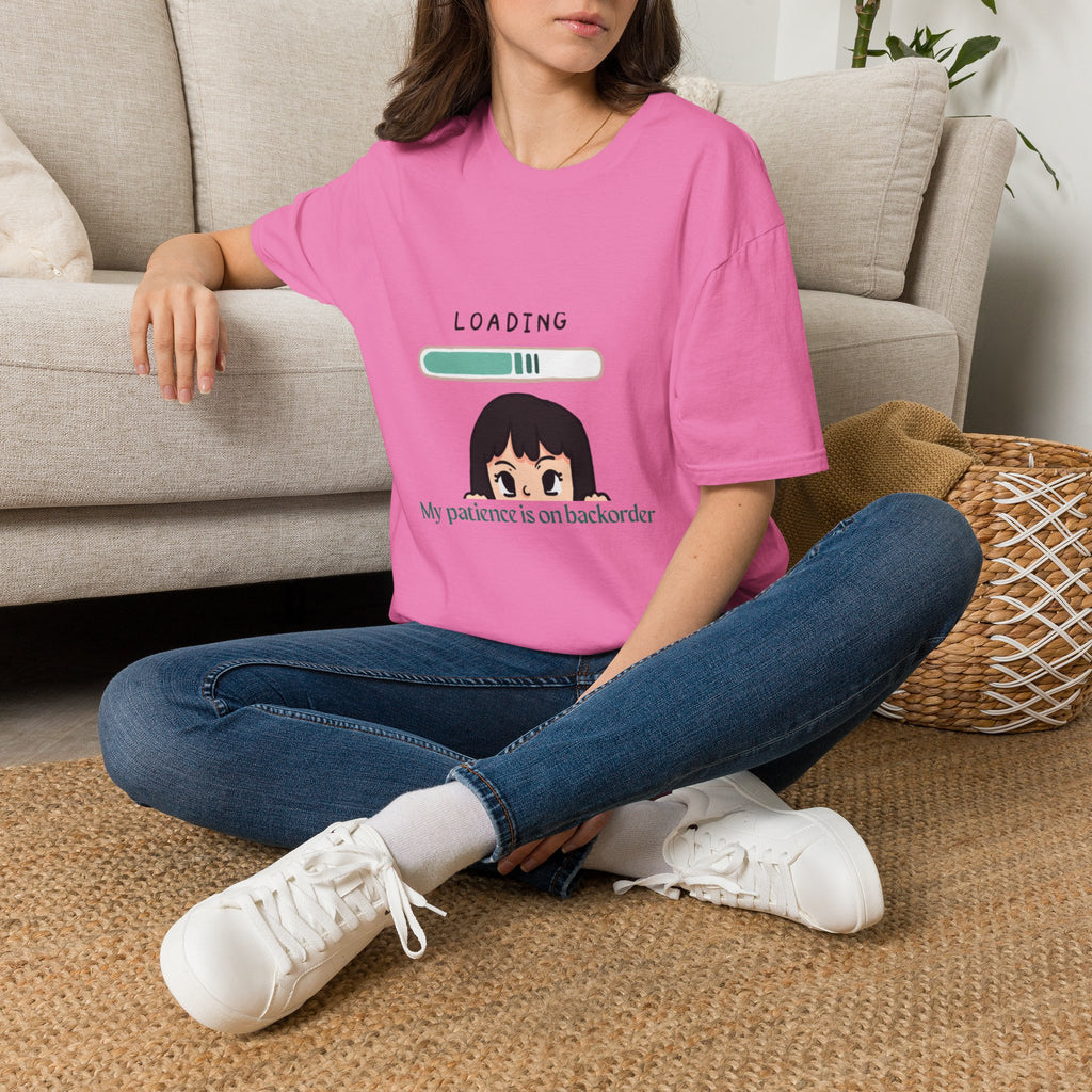 Loading Progress Graphic T-Shirt — Cute Anime Girl Illustration