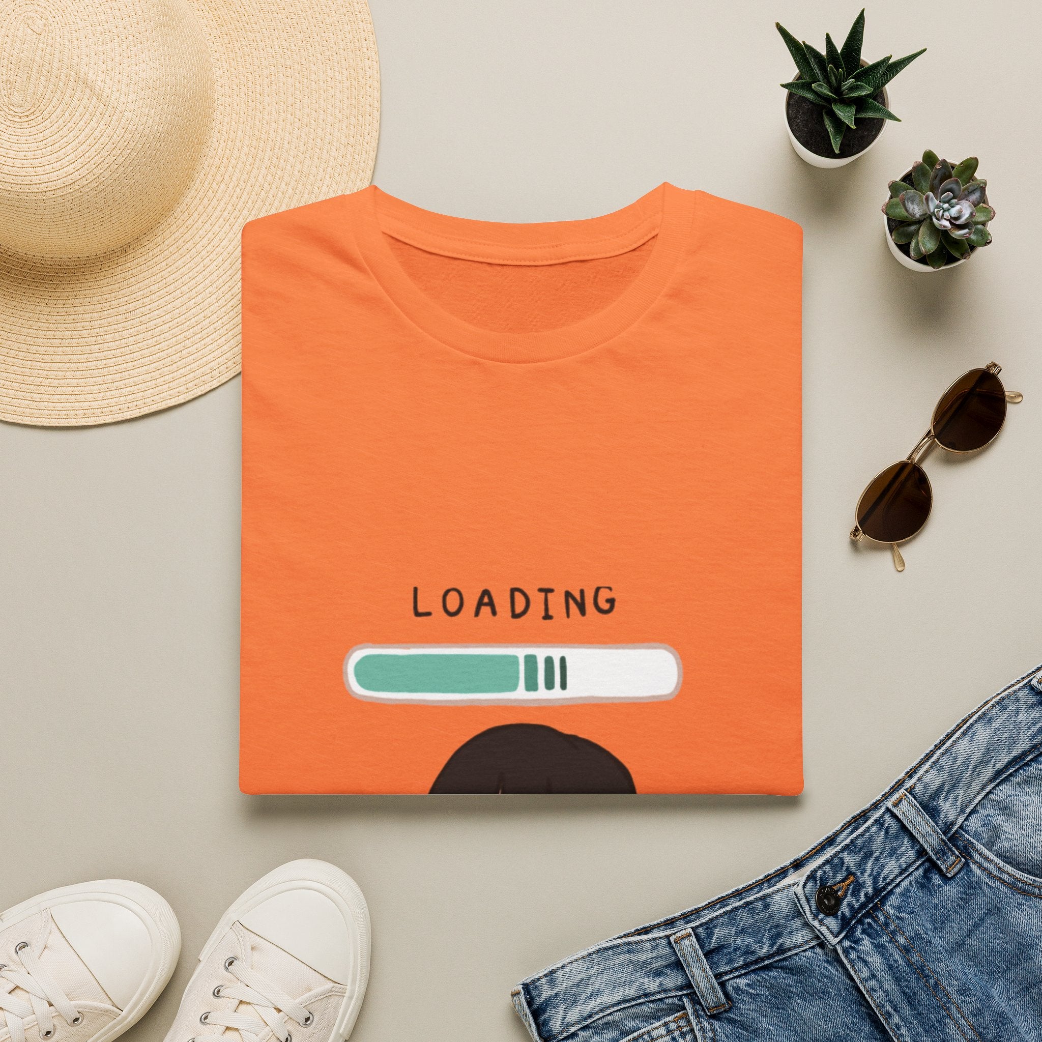 Loading Progress Graphic T-Shirt — Cute Anime Girl Illustration