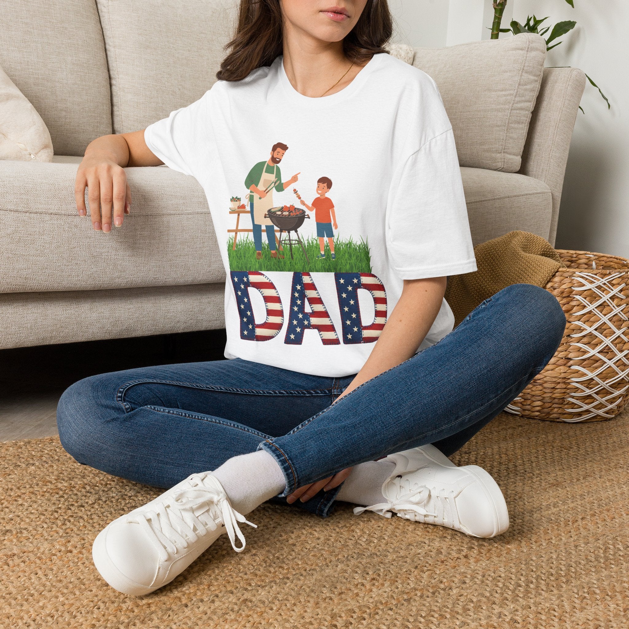 Dad BBQ T-Shirt — Patriotic Grilling Father & Son Tee for Father’s Day