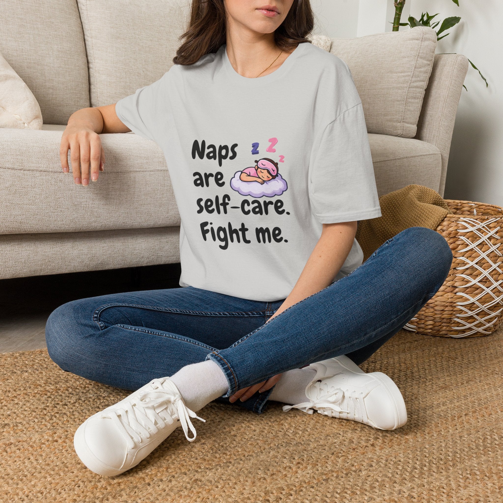 Naps Are Self-Care Fight Me T-Shirt | Cute Sleeping Cloud Tee