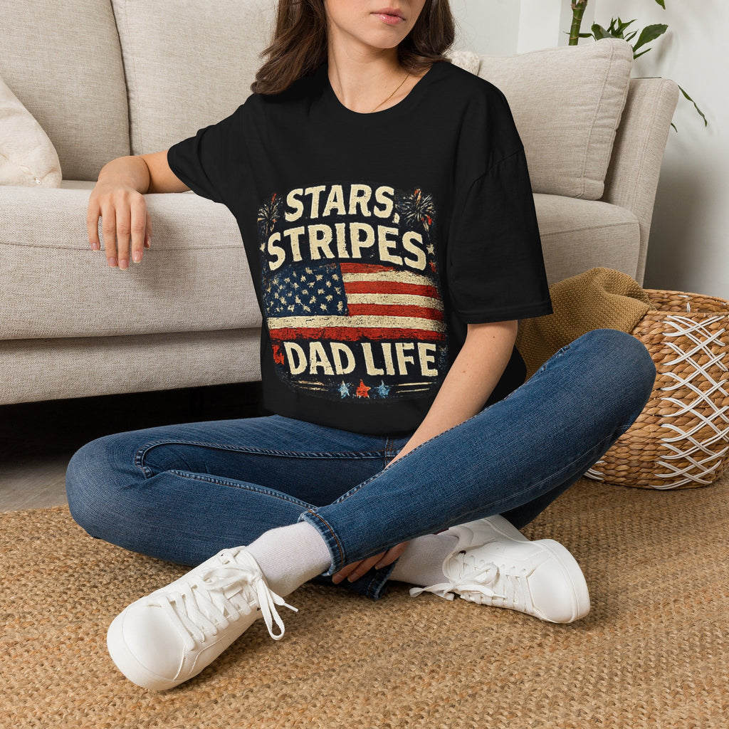 Stars & Stripes Dad Life T-Shirt — Vintage American Flag Patriotic Tee