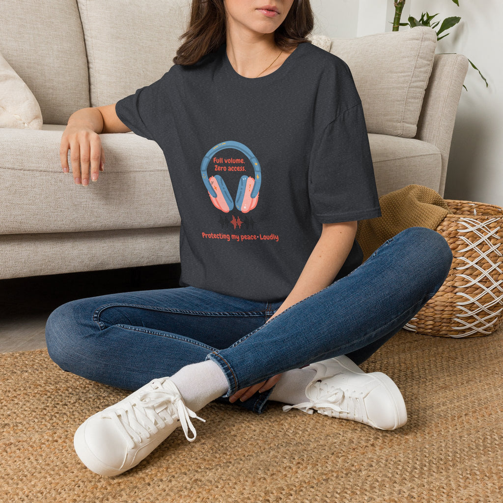 Headphones T‑Shirt — “Full volume. Zero access.” Graphic Tee for Music Lovers
