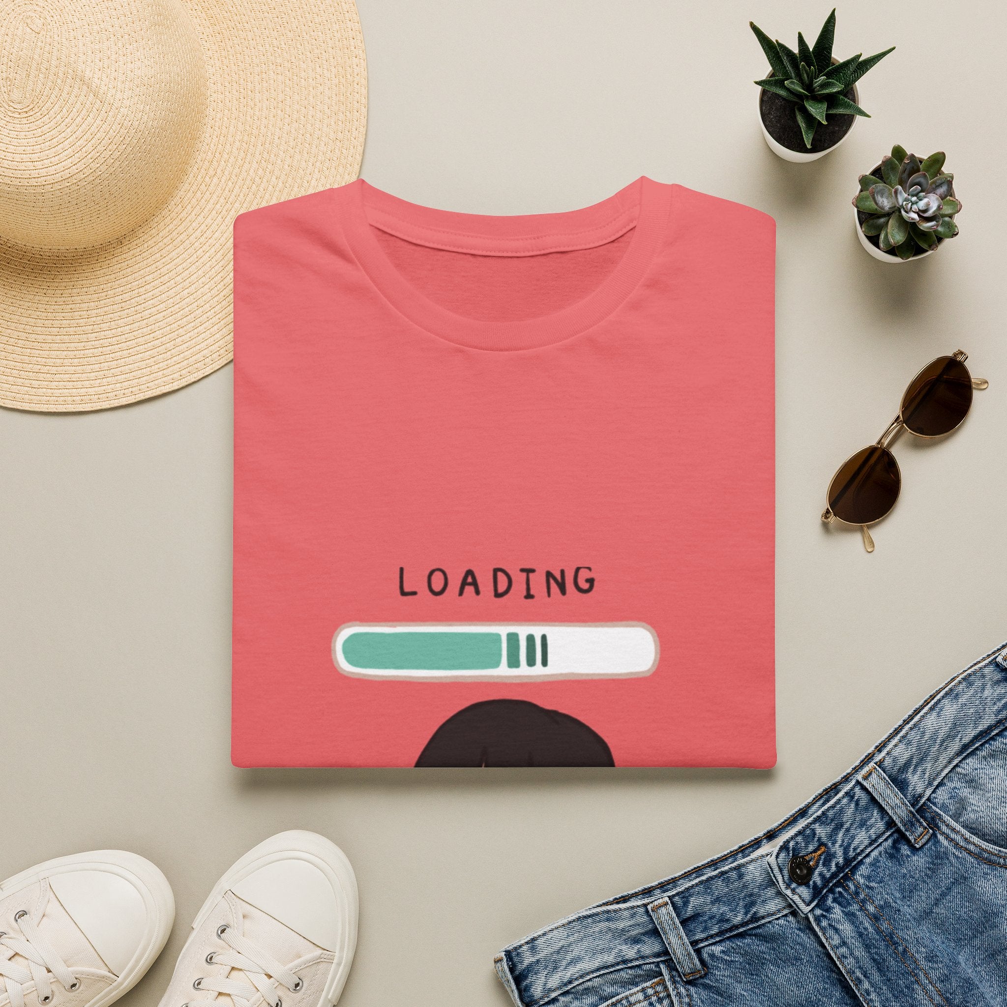 Loading Progress Graphic T-Shirt — Cute Anime Girl Illustration
