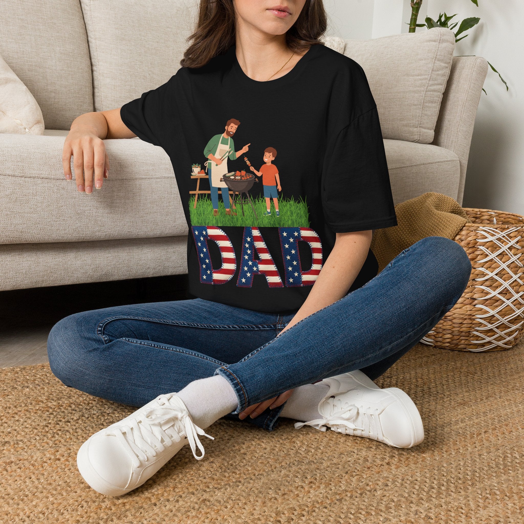 Dad BBQ T-Shirt — Patriotic Grilling Father & Son Tee for Father’s Day