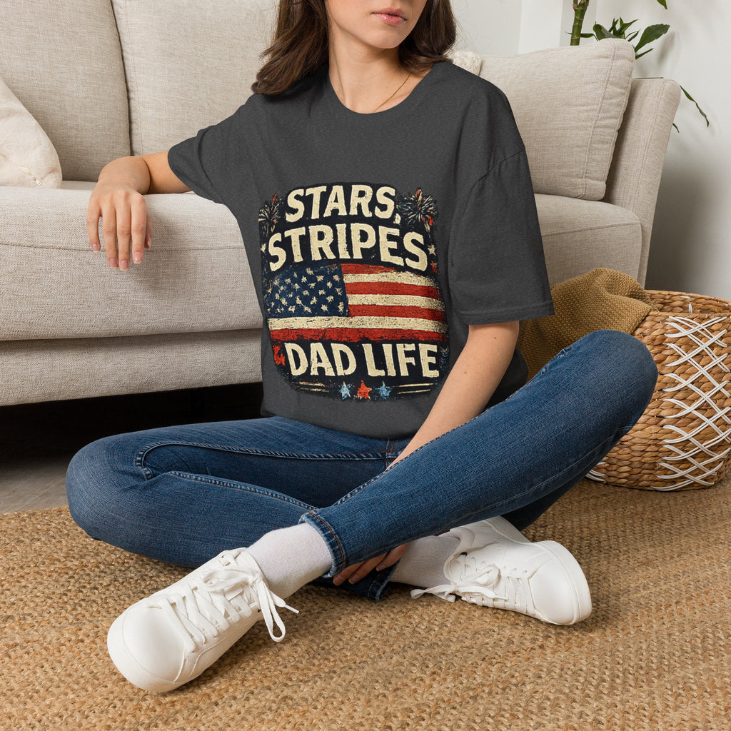 Stars & Stripes Dad Life T-Shirt — Vintage American Flag Patriotic Tee
