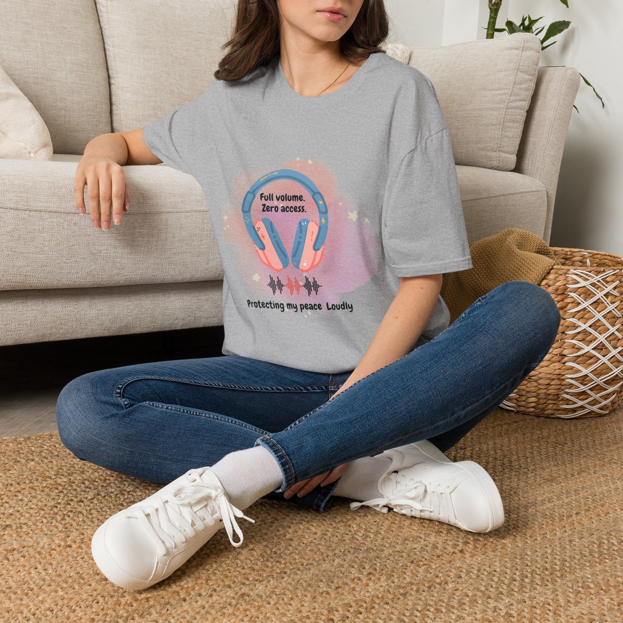 Headphones T‑Shirt — "Full Volume. Zero Access." Graphic Tee for Music Lovers