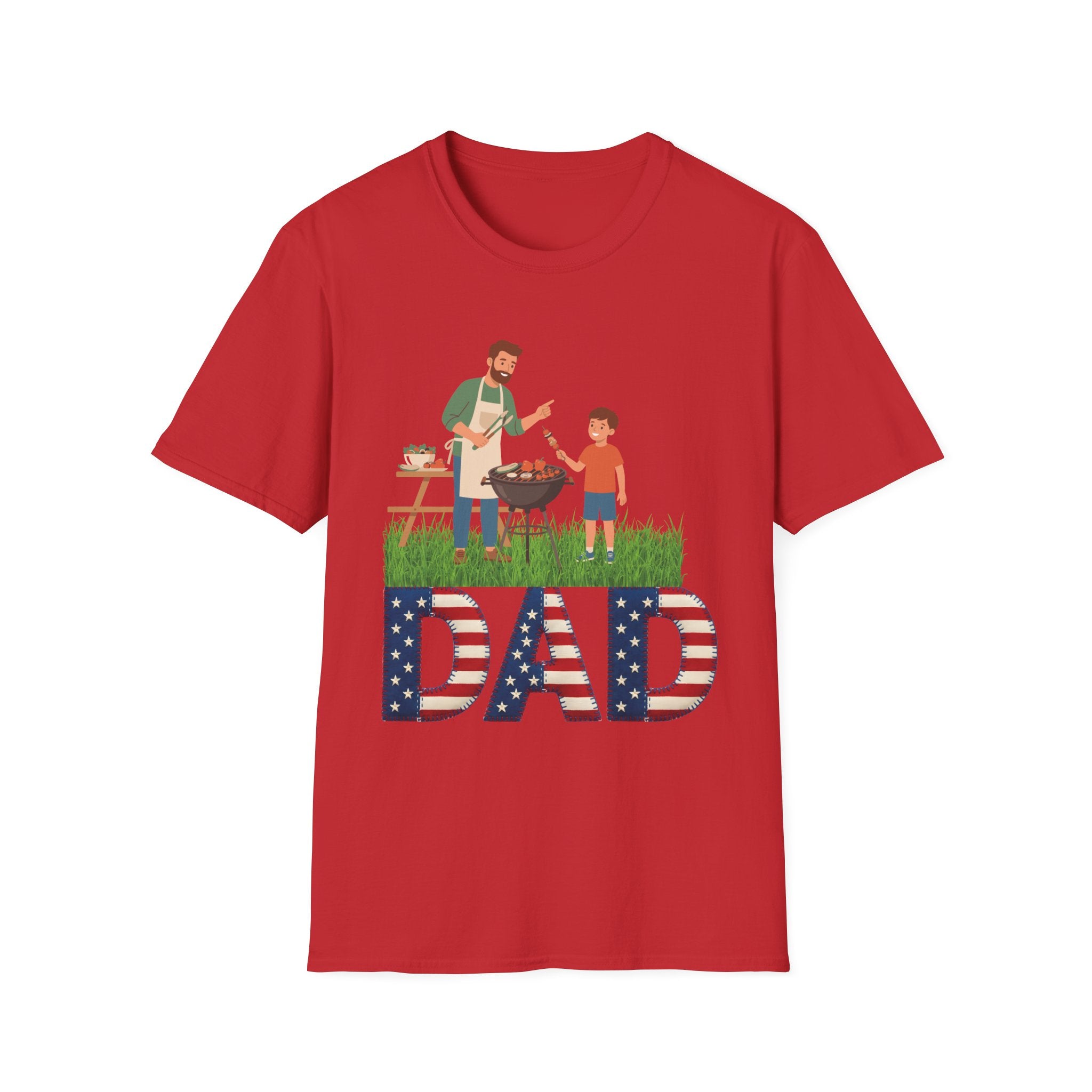 Dad BBQ T-Shirt — Patriotic Grilling Father & Son Tee for Father’s Day