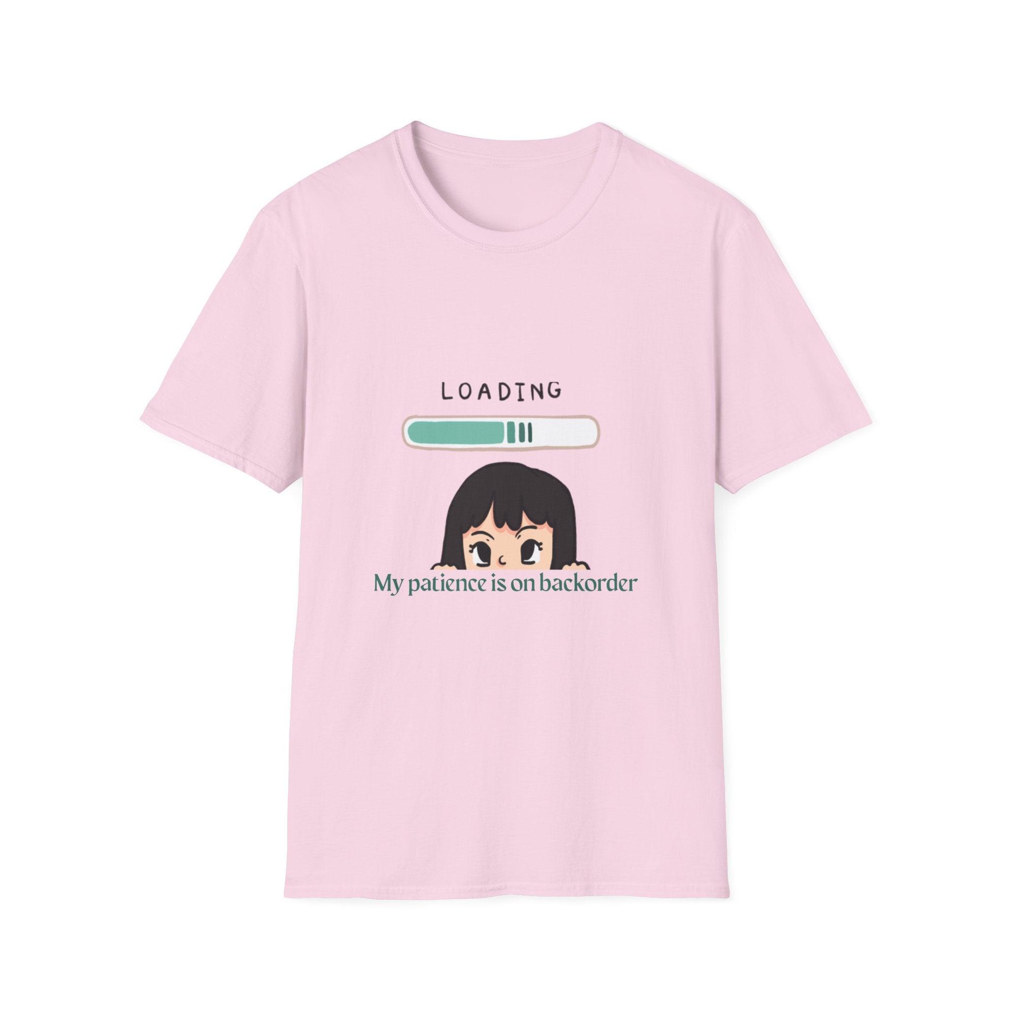 Loading Progress Graphic T-Shirt — Cute Anime Girl Illustration